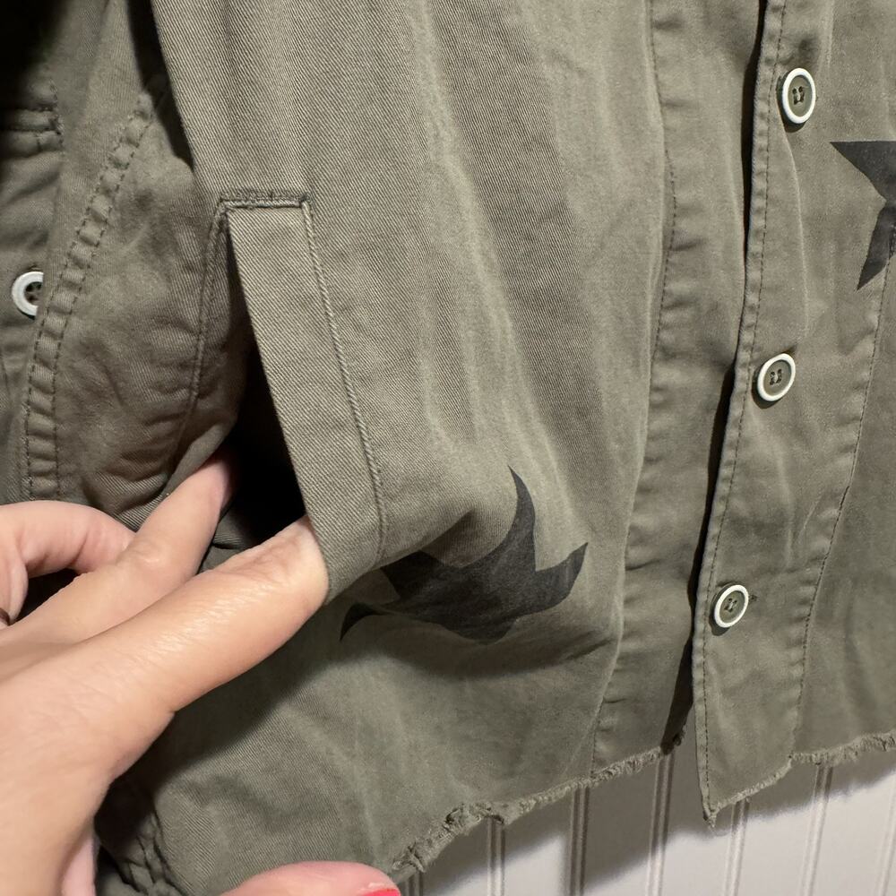 Pistola Camilo Jacket Army Green Star Print Size Medium - Picture 3 of 7